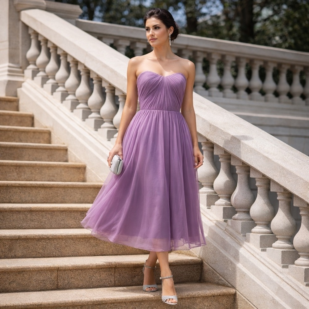 👗 Le Château Sheer Strapless Cocktail Dress 💜Size XS | Bundle & Save | luxury